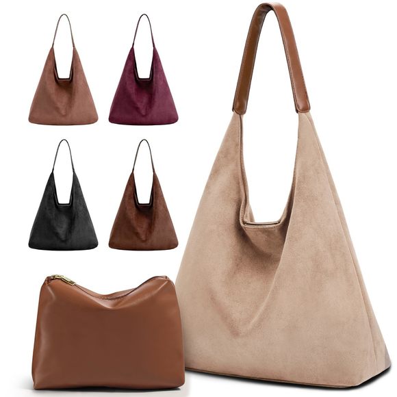 Һоmmtіnа Handbags - 2-Piece Vegan Leather Purse Set Slouchy Hobo Shoulder Bag & Suede :')